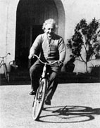 Albert Einstein on a bike in Pasadena